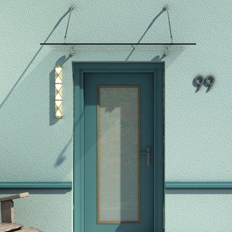 Rootz Canopy - Tempered Glass Door Canopy - Stainless Steel Awning - Modern Design - Maximum Brightness - Easy Assembly - 1500L x 900W x 12D mm