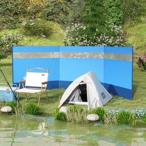 Rootz Mobile Foldable Camping Windbreak - Privacy Screen - Wind Protection - Easy Setup - 440cm x 140cm - Includes Carry Bag & Steel Poles