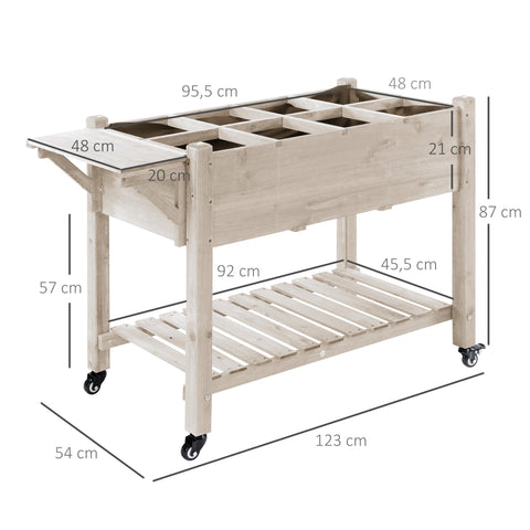 Rootz Elevated Planter Bed on Rolls - Shelf - Foldable Table - No Bending, Easy Garden Move - 123cm x 54cm x 87cm