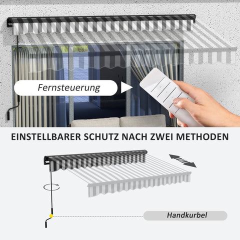Rootz Sun Awning - Retractable Canopy - Outdoor Shade - Weather Resistant - Easy Installation - UV Protection - 350L x 250W cm - Aluminum & Polyester