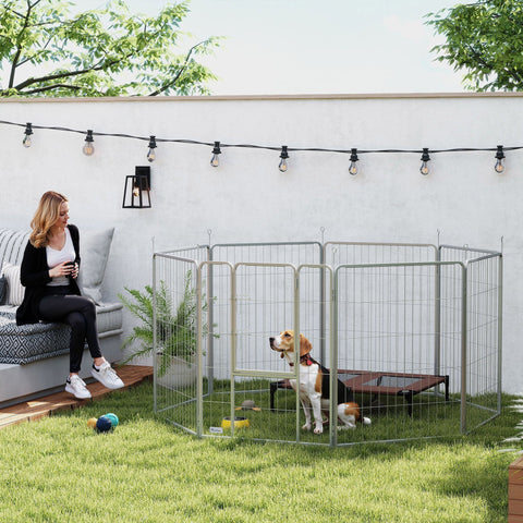 Rootz Pet Enclosure Dog Fence - Pet Playground - Customizable - Stainless Steel - 160x160x100 cm Square - 240x80x100 cm Rectangular