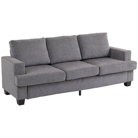 Rootz 3-Seater Sofa - Living Room Couch - Upholstered Sofa - Supports 360kg - 213cm x 82cm x 90cm - Grey Fabric Cover