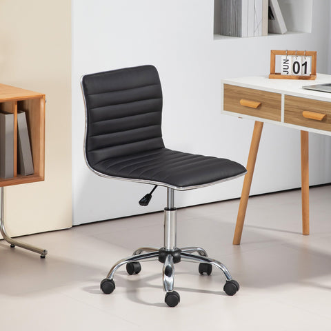 Rootz Height Adjustable Salon Chair - Swivel Chair - Office Chair - Ultimate Comfort - 48 x 52 x 78-90 cm - Black - Faux Leather
