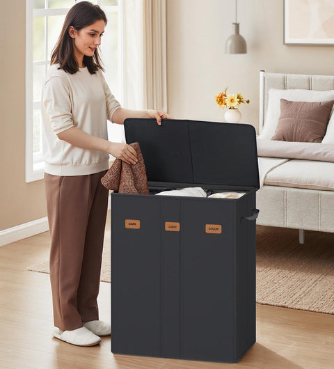 Rootz Laundry Basket - Washing Hamper - Clothes Organizer - Durable Oxford Fabric - 64cm x 33cm x 75cm