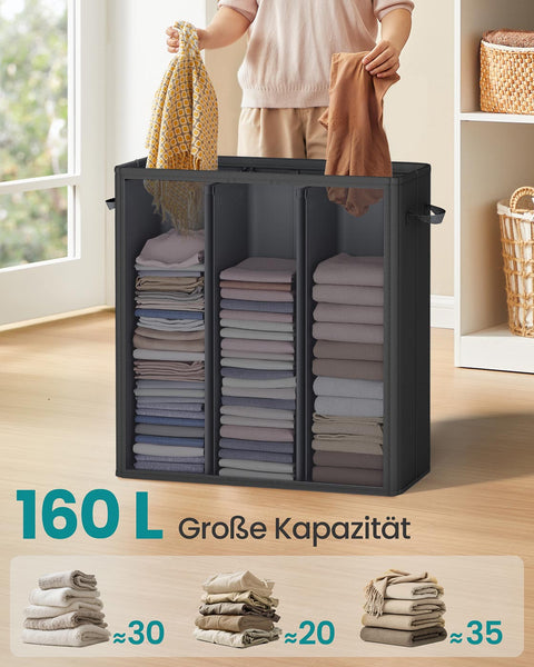 Rootz Laundry Basket - Washing Hamper - Clothes Organizer - Durable Oxford Fabric - 64cm x 33cm x 75cm