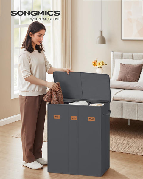 Rootz Laundry Basket - Clothes Organizer - Washing Hamper - Durable Oxford Fabric - 64cm x 33cm x 75cm