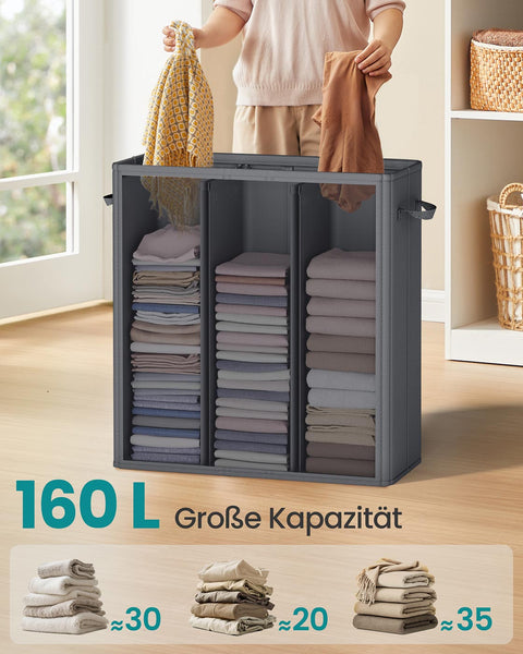 Rootz Laundry Basket - Clothes Organizer - Washing Hamper - Durable Oxford Fabric - 64cm x 33cm x 75cm