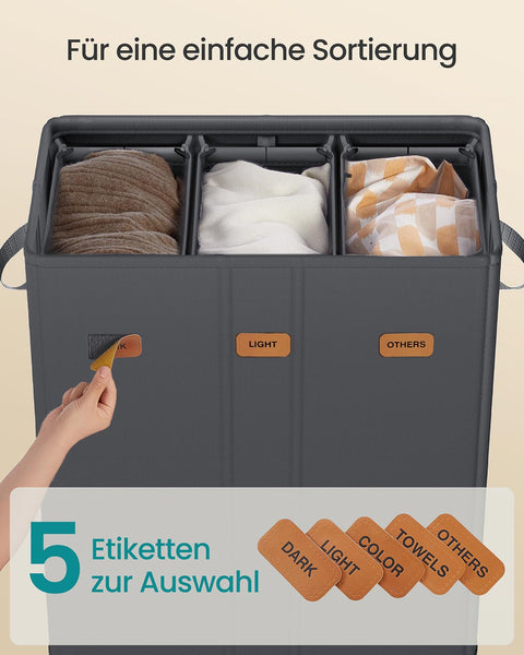Rootz Laundry Basket - Clothes Organizer - Washing Hamper - Durable Oxford Fabric - 64cm x 33cm x 75cm