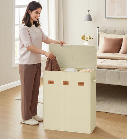 Rootz Large Brown  Washing Basket - Laundry Bin - Storage Hamper - Durable & Spacious - 64cm x 33cm x 75cm