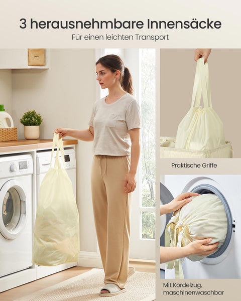 Rootz Large Brown  Washing Basket - Laundry Bin - Storage Hamper - Durable & Spacious - 64cm x 33cm x 75cm