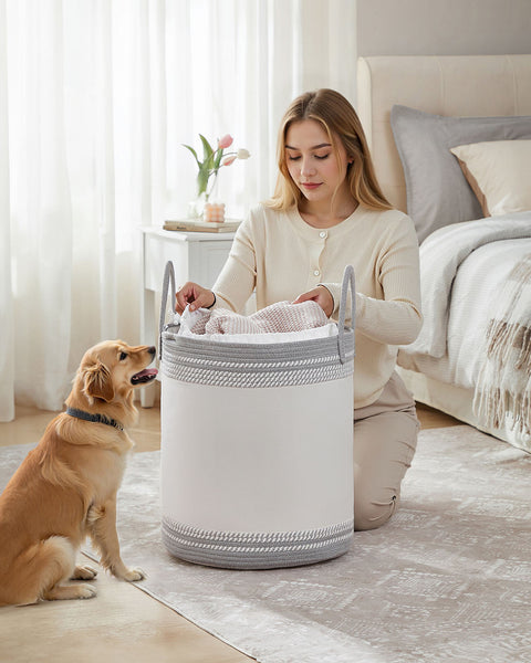 Rootz Laundry Basket 60L with Lid - Clothes Hamper - Storage Bin - Ergonomic Grip - 41 x 41 x 46 cm - Grey