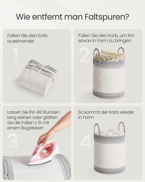 Rootz Laundry Basket 60L with Lid - Clothes Hamper - Storage Bin - Ergonomic Grip - 41 x 41 x 46 cm - Grey