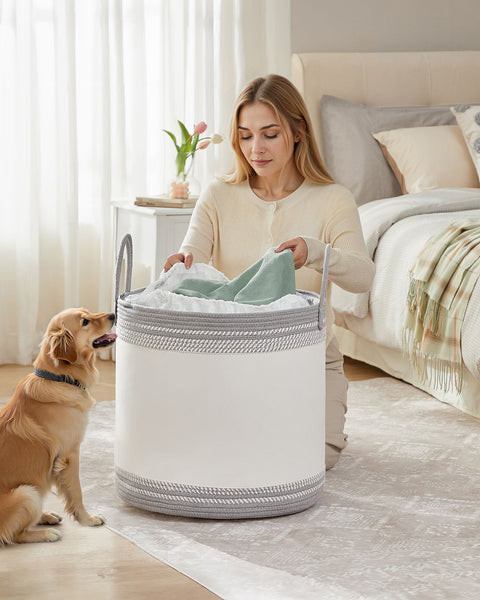 Rootz Laundry Basket - Washing Basket - Hamper with Lid & Grip - Max. Static Resilience 15kg - 50x50x46cm - Grey