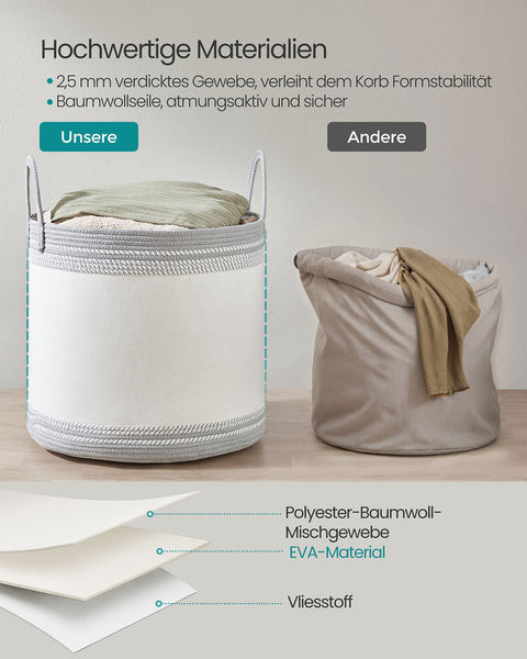 Rootz Laundry Basket - Washing Basket - Hamper with Lid & Grip - Max. Static Resilience 15kg - 50x50x46cm - Grey