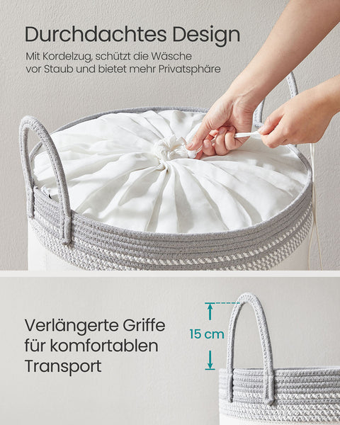 Rootz Laundry Basket - Washing Basket - Hamper with Lid & Grip - Max. Static Resilience 15kg - 50x50x46cm - Grey