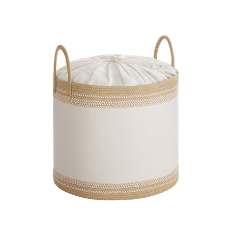 Rootz 90L Law Basket - Laundry Storage - Hampers - Lid & Grip - 50 x 50 x 46 cm - Polyester Cotton Mix - Camel Brown