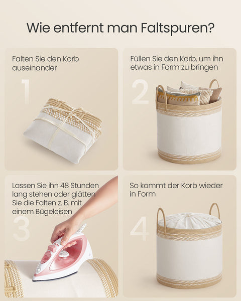 Rootz 90L Law Basket - Laundry Storage - Hampers - Lid & Grip - 50 x 50 x 46 cm - Polyester Cotton Mix - Camel Brown