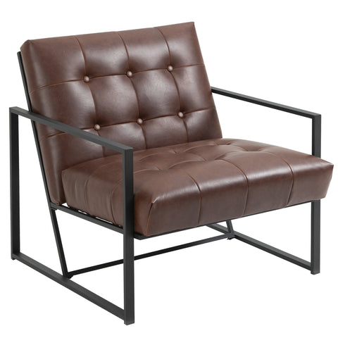 Rootz Chesterfield Lounge Chair - Relaxation Chair - Ergonomic Seat - Faux Leather - 75cm x 81cm x 78cm - Maximum Comfort