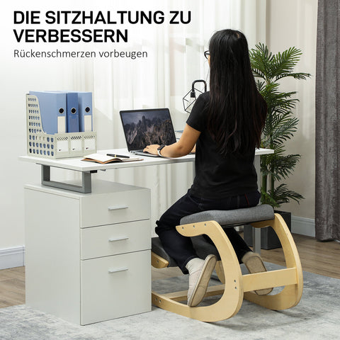 Rootz Ergonomic Rocking Knee Stool - Posture Chair - Kneeling Seat - Back Pain Relief - Birch Frame - 54.5W x 85D x 54H cm