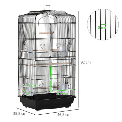 Rootz Bird Cage Aviary - Bird Shelter - Canopy Sanctuary - Removable Droppings Board - 46.5 x 35.5 x 92 cm