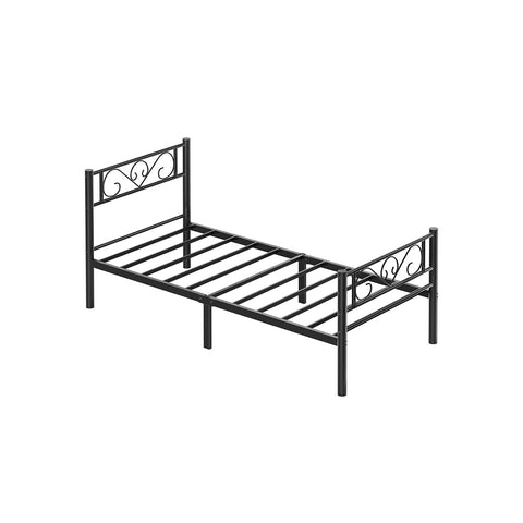 Rootz Metal Bed Frame - Ink Black - Powder-coated Structure - Spacious - 208cm x 91.8cm x 86.4cm - 14kg - 230kg Capacity