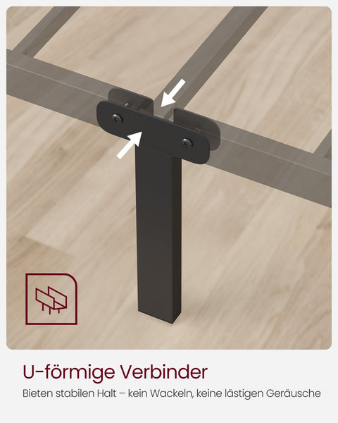 Rootz Metal Bed Frame - Ink Black - Powder-coated Structure - Spacious - 208cm x 91.8cm x 86.4cm - 14kg - 230kg Capacity