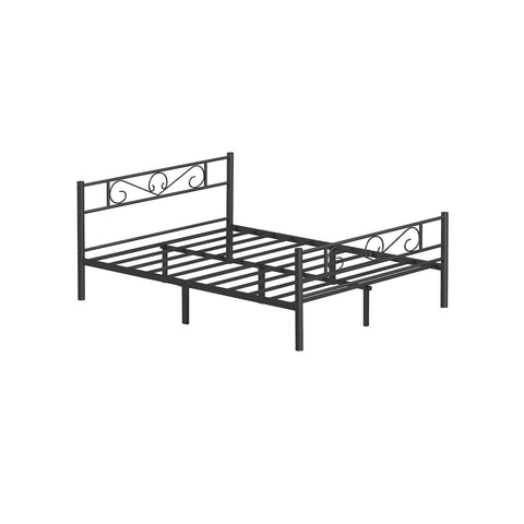 Rootz Black Metal Bed Frame - Powder-coated Bedstead - Sturdy Frame - Easy Assembly - 207.6cm x 161.8cm x 86cm - 23.5kg - 400kg Capacity