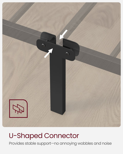 Rootz Black Metal Bed Frame - Powder-coated Bedstead - Sturdy Frame - Easy Assembly - 207.6cm x 161.8cm x 86cm - 23.5kg - 400kg Capacity