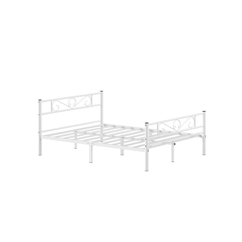 Rootz White Metal Bed Frame - King Size Bed - Powder Coated Frame - Heavy Duty - 207.6cm x 161.8cm x 86.4cm