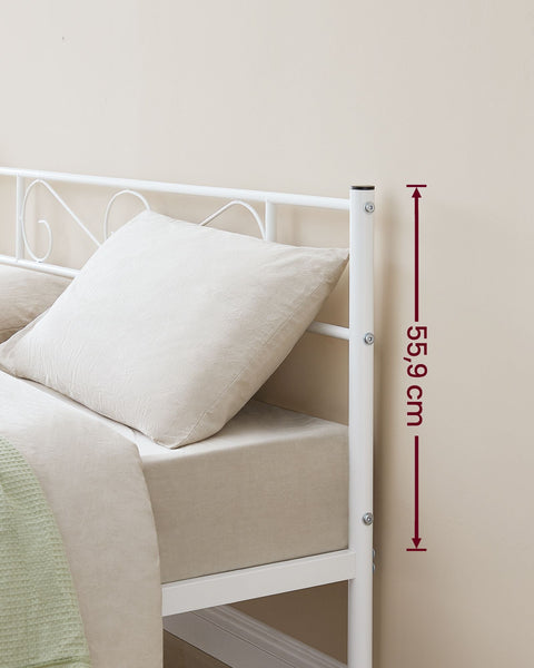 Rootz White Metal Bed Frame - King Size Bed - Powder Coated Frame - Heavy Duty - 207.6cm x 161.8cm x 86.4cm