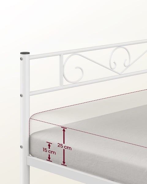 Rootz White Metal Bed Frame - King Size Bed - Powder Coated Frame - Heavy Duty - 207.6cm x 161.8cm x 86.4cm