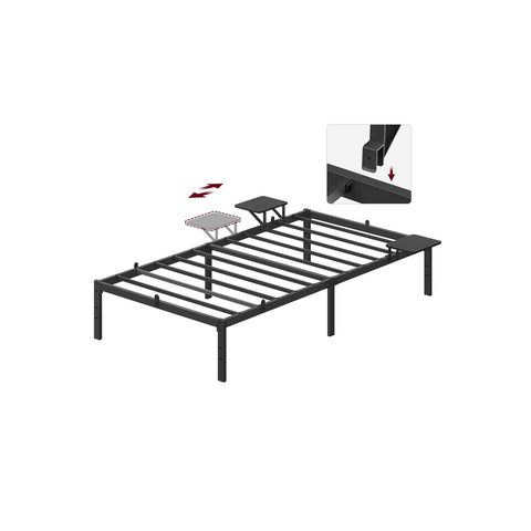 Rootz Queen Bed Frame - Sturdy Metal Platform - Sleek Black Finish - Holds up to 250 kg - 200 x 90 x 40.6 cm