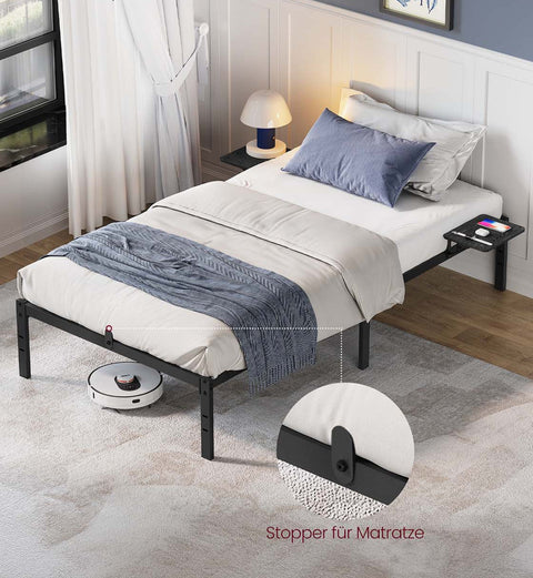 Rootz Queen Bed Frame - Sturdy Metal Platform - Sleek Black Finish - Holds up to 250 kg - 200 x 90 x 40.6 cm