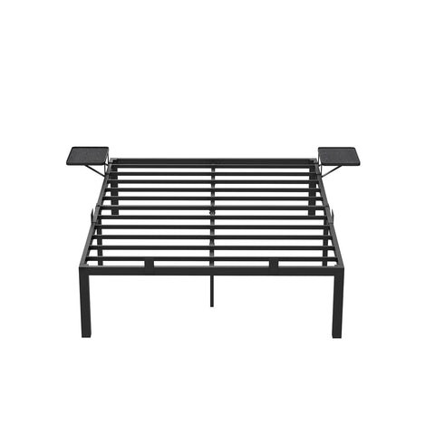 Rootz Classic Black Bed Frame - Metal Frame - Powder-coated - 190cm x 140cm x 41.3cm - High Weight Capacity - Assembly Required
