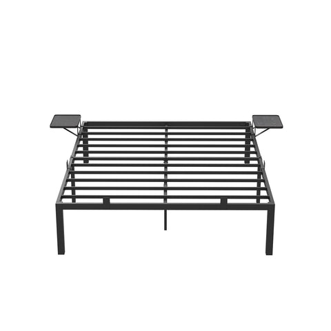 Rootz Classic Black Metal Bed Frame - Powder-coated Platform Bed - Heavy Duty - 190cm x 140cm x 41.3cm