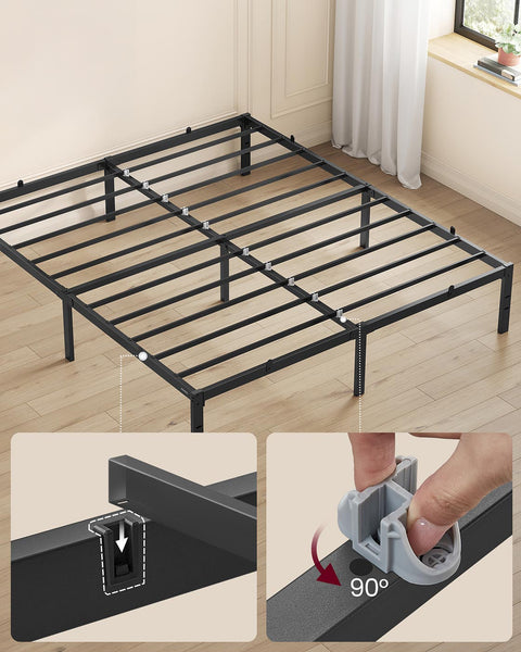 Rootz Bed Frame - Steel Bed - Black Metal Frame - Supports 454kg - 200cm x 160cm x 35.6cm