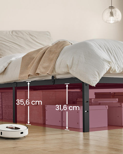 Rootz Bed Frame - Steel Bed - Black Metal Frame - Supports 454kg - 200cm x 160cm x 35.6cm