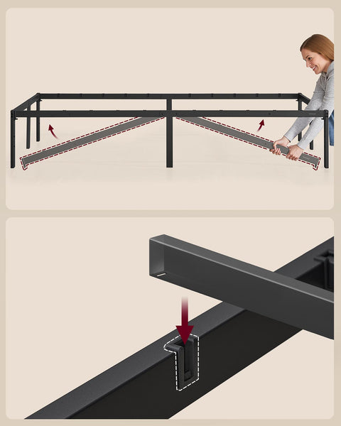 Rootz Bed Frame - Steel Bed - Black Metal Frame - Supports 454kg - 200cm x 160cm x 35.6cm