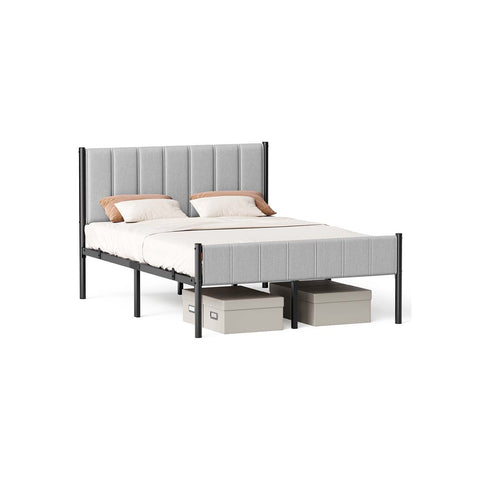 Rootz Double Bed Frame - Bedstead - Steel Frame - Max Load 500kg - 207cm x 141.5cm x 104cm -  Grey