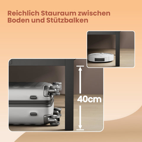 Rootz Black Metal Bed Frame - Sturdy Bedstead - Powder-Coated Frame - Supports Up to 450kg - 200cm x 160cm x 41.3cm