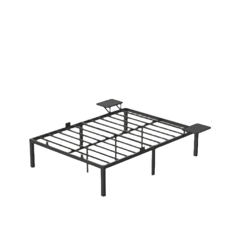 Rootz Black Metal Bed Frame - Sturdy Bedstead - Powder-Coated Frame - Supports Up to 450kg - 200cm x 160cm x 41.3cm