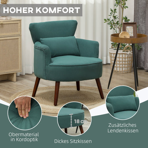 Rootz Modern Armchair - Padded Accent Chair - Upholstered Recliner - Cozy Comfort - 69cm x 69.5cm x 78cm