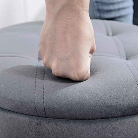 Rootz Bar Stool - Bistro Stool - Swivel Bar Chair - Adjustable Height, Velvet Cover, Hidden Storage, 39x39x49-65 cm, Grey, Ultimate Comfort