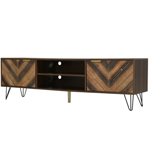 Rootz Elegant TV Cabinet - Media Console - Entertainment Stand - Sturdy Iron Feet - 157L x 38W x 48H cm