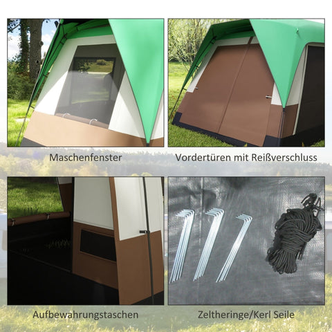 Rootz Camping Tent for 7-8 Persons - Family Tent - Group Tent - Weather Protection - Optimal Ventilation - 490cm x 305cm x 225cm - Green