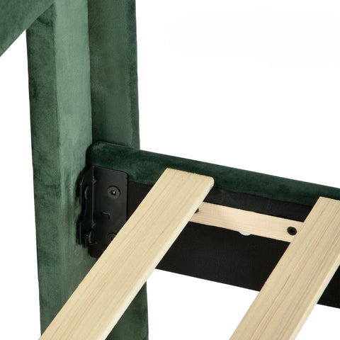 Rootz Double Bed Frame - Velvet Bed - Elegant Bedroom Furniture - Luxurious Comfort - 146L x 210P x 111H cm