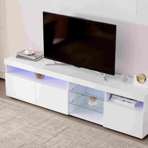 Rootz Modern TV Cabinet - Media Console - Entertainment Stand - LED Lighting - 180L x 35W x 45H cm