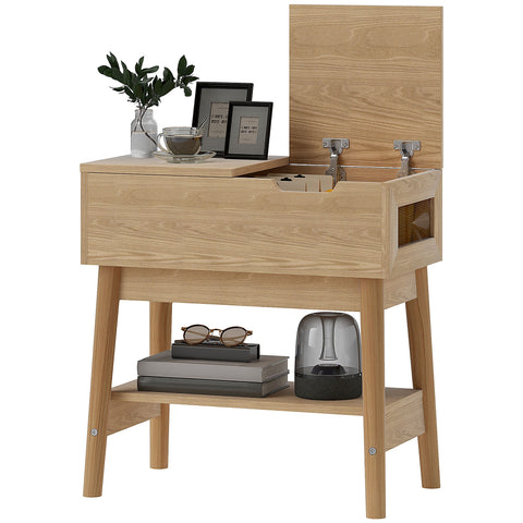 Rootz Side Table - Coffee Table - Bedside Table - Bohemian Style - 30x60x60.5cm with Open Shelf & Foldable Plate in Brown Masonation