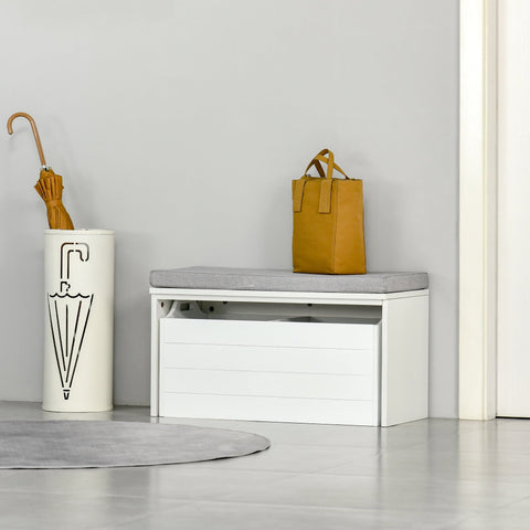 Rootz Shoe Cabinet Bench - Shoe Storage - Bench with Drawer - Comfortable Seating - MDF White - 69cm x 32cm x 40cm
