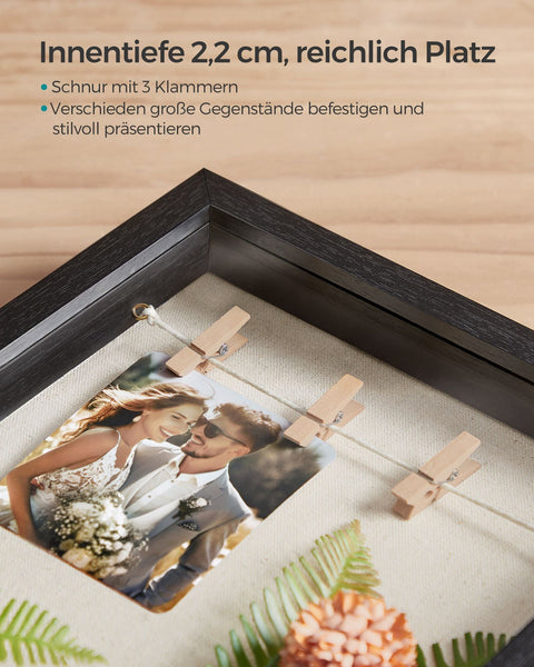 Rootz Wall Mounted Photo Frame - Picture Frame - Glass Frame - MDF - Internal Depth 3.5cm - 30.4cm x 5.5cm x 38cm